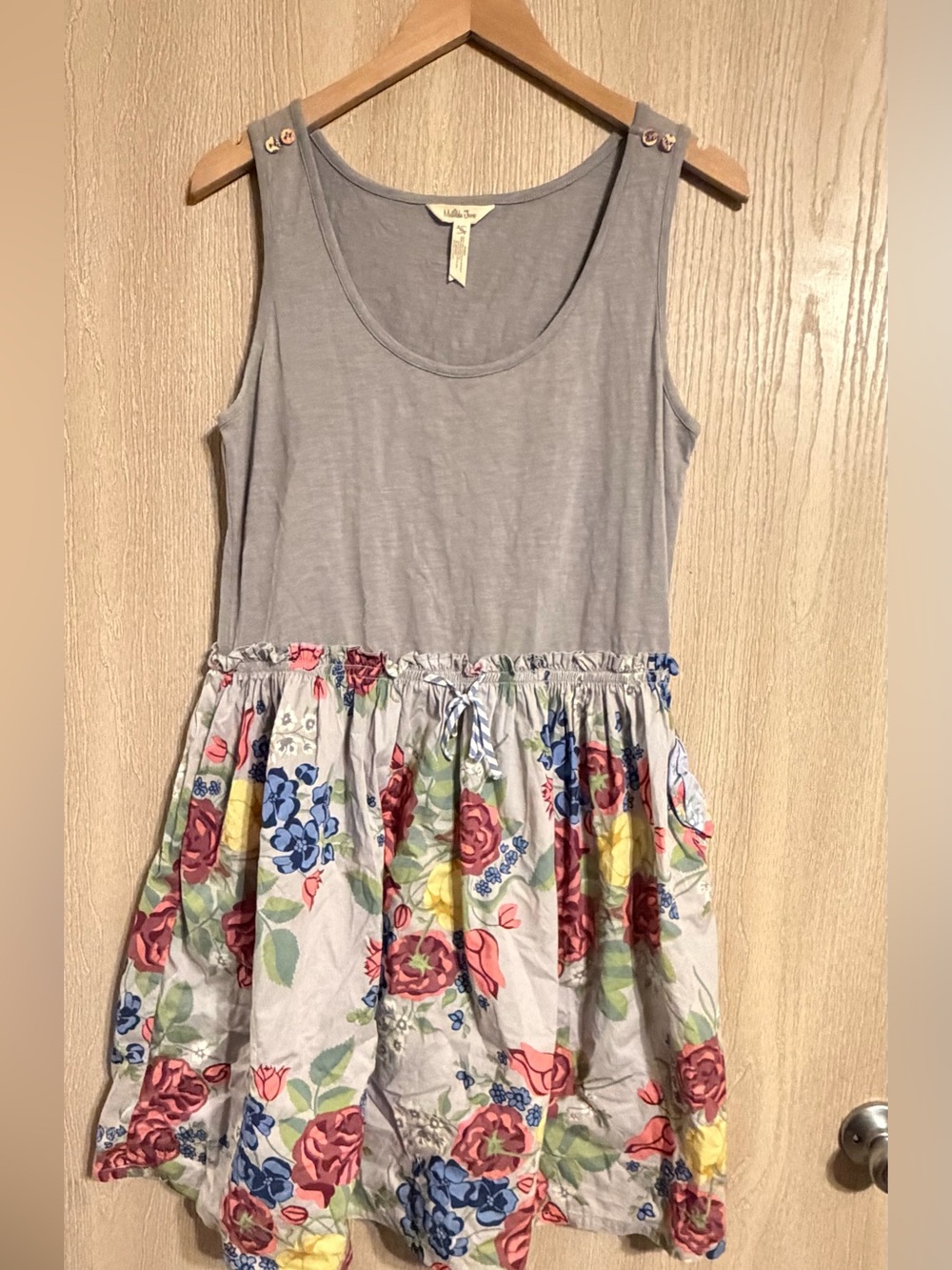 Matilda Jane Grey Sleeveless Top with Floral Skirt Dress